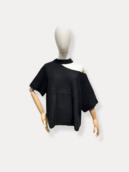 Off shoulder trui zwart - korte mouw