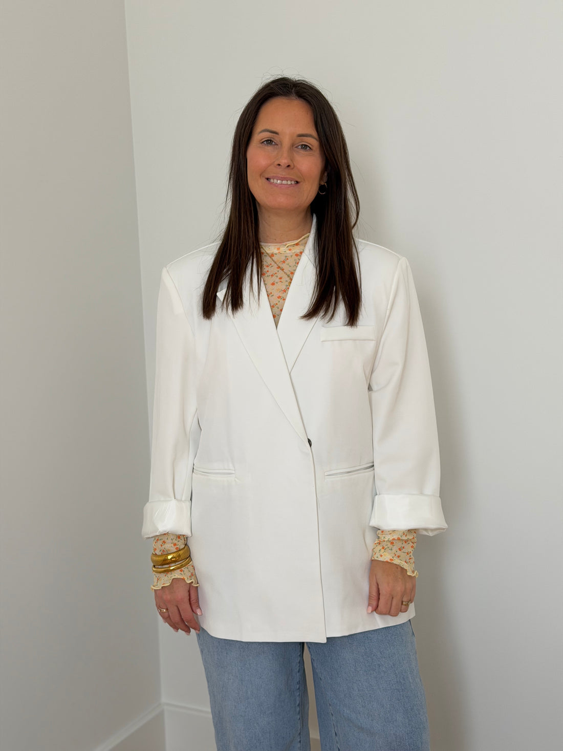 Oversized witte blazer - My Dressing