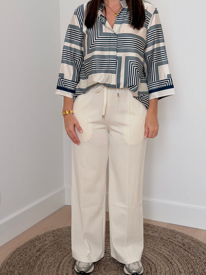 lange witte broek met rekker - My Dressing