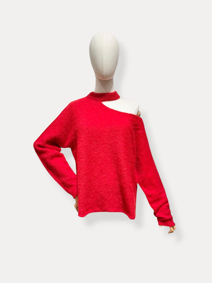 Off shoulder trui rood