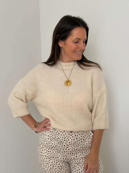 Beige truitje met 3/4 mouwen - My Dressing