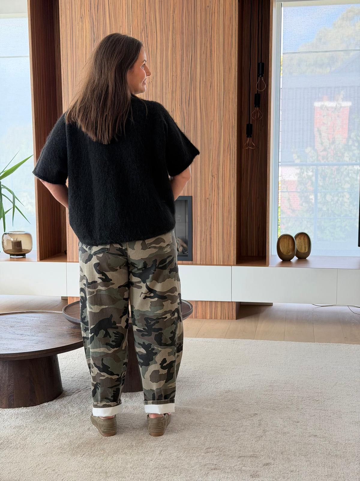Off shoulder trui zwart - korte mouw