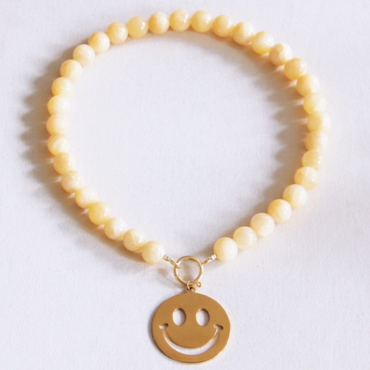 Kralenketting XL &amp; smiley lichtgeel