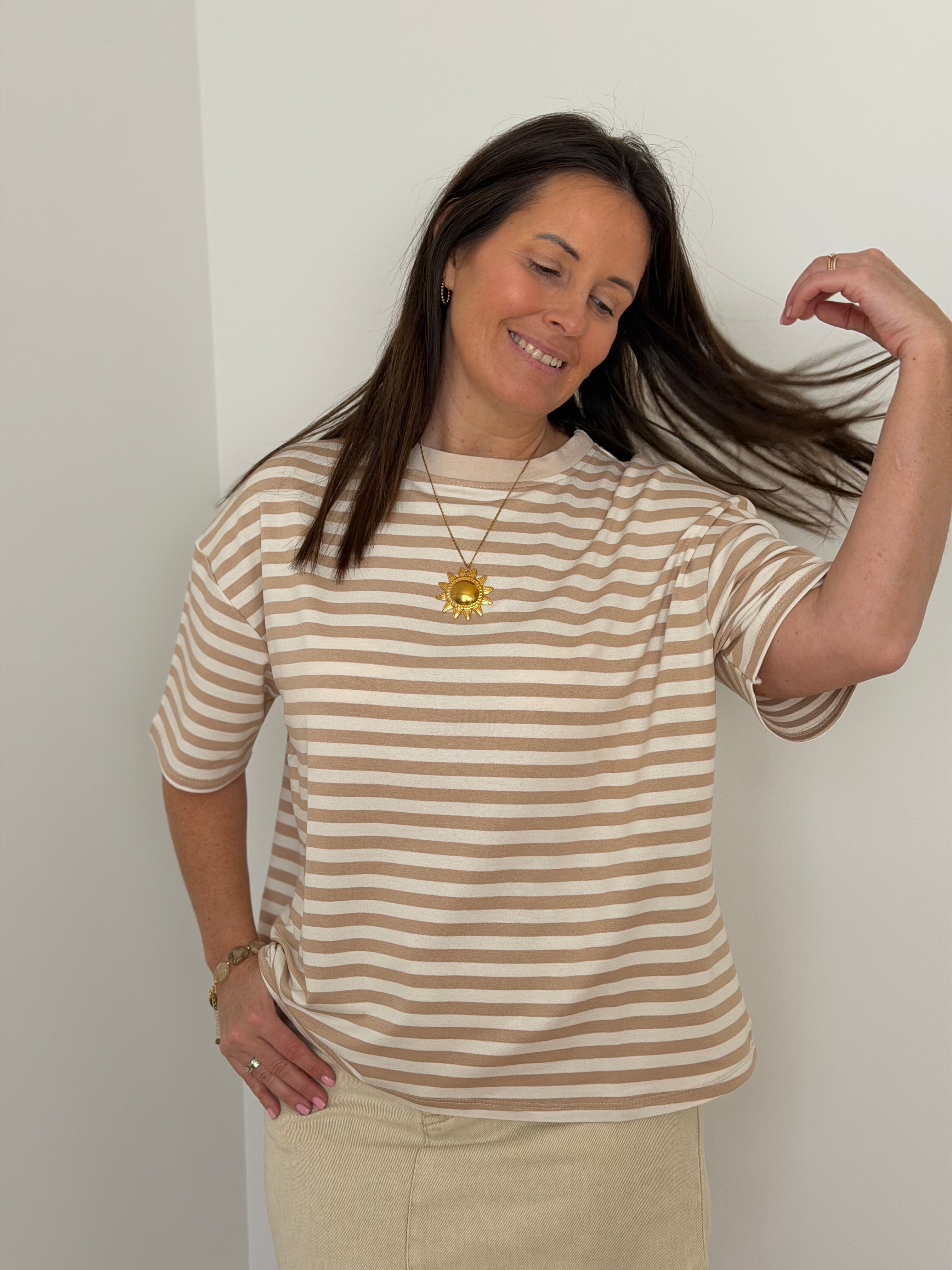 beige gestreepte t-shirt - My Dressing