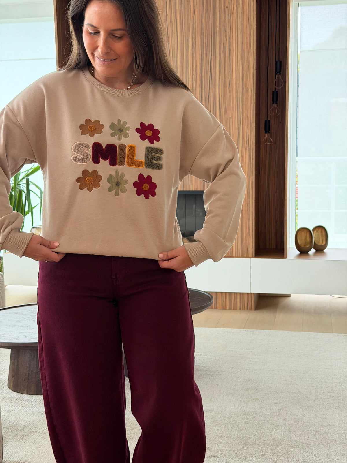 Smile sweater beige