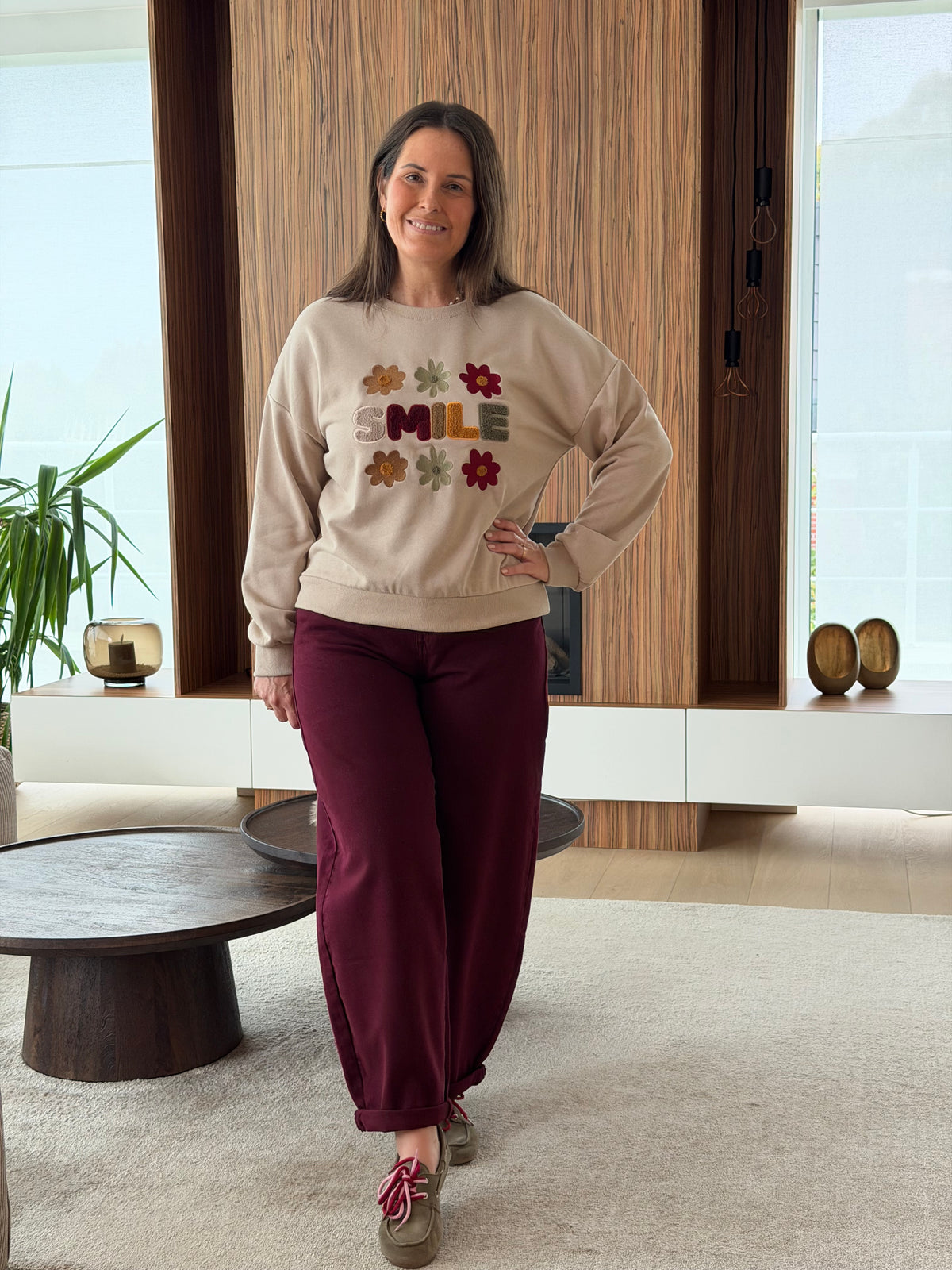 Smile sweater beige