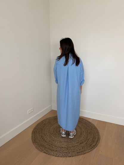 casual kleedje in lichtblauwe kleur - My Dressing