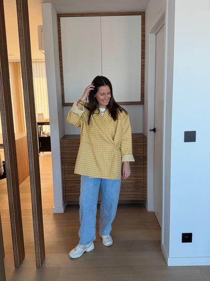 Gele oversized blazer met lange mouwen - My Dressing