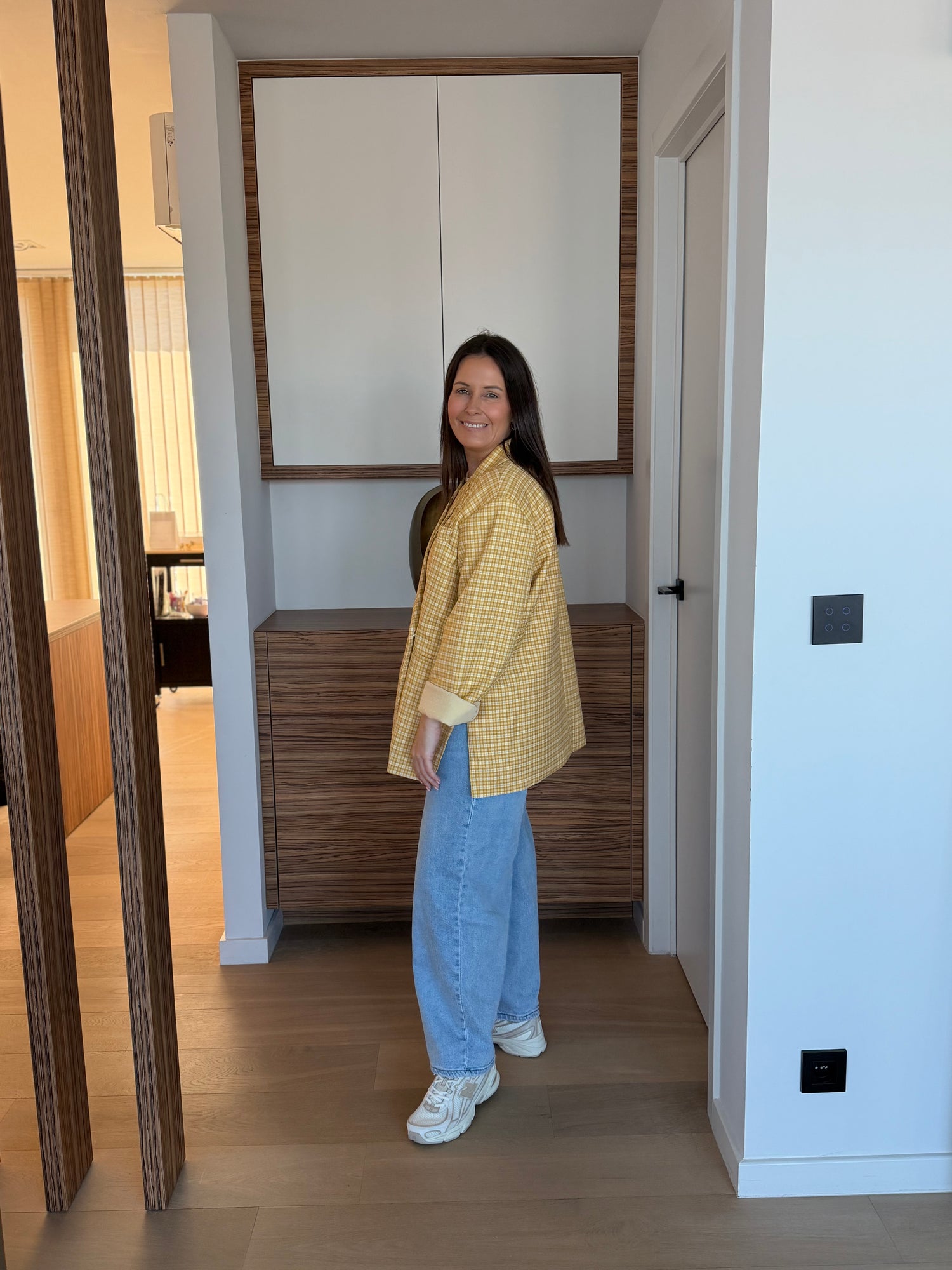 Oversized blazer geel geruit - My Dressing