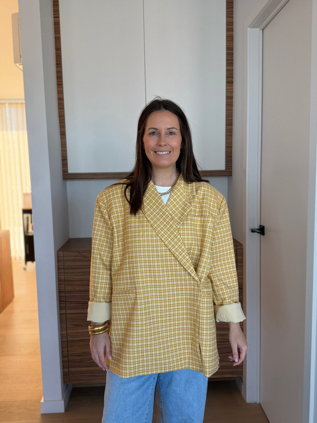 Gele vichy blazer - My Dressing