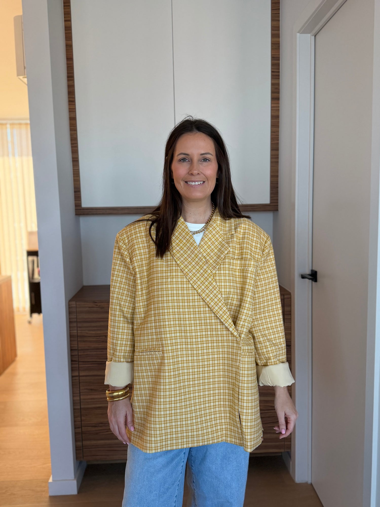 Gele vichy blazer - My Dressing