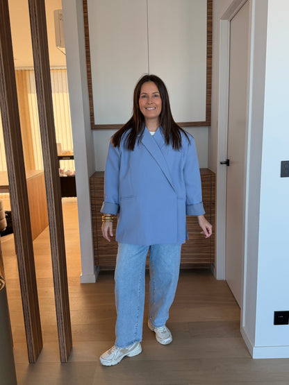 Blauwe oversized blazer met lange mouwen - My Dressing