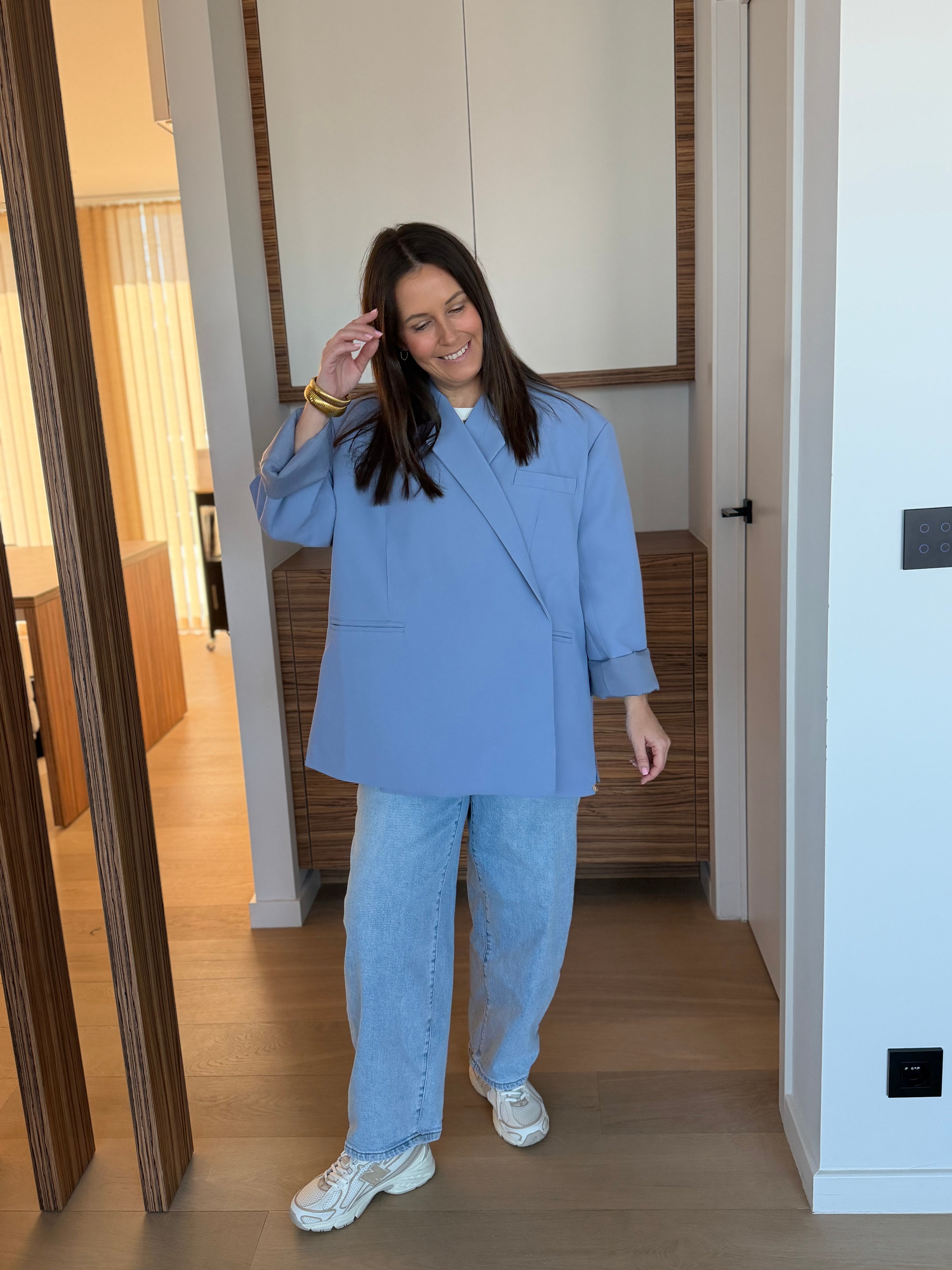 lichtblauwe blazer, breed model - My Dressing