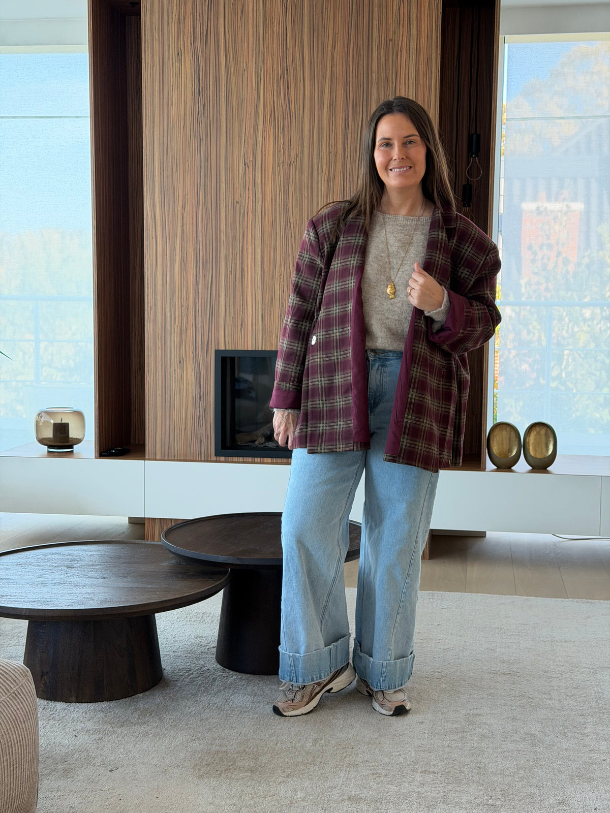 Jasmin blazer checked burgundy