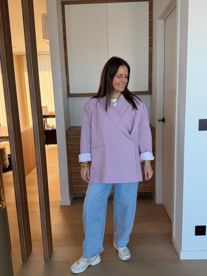 Pastel lila blazer met lange mouwen , oversized model - My Dressing