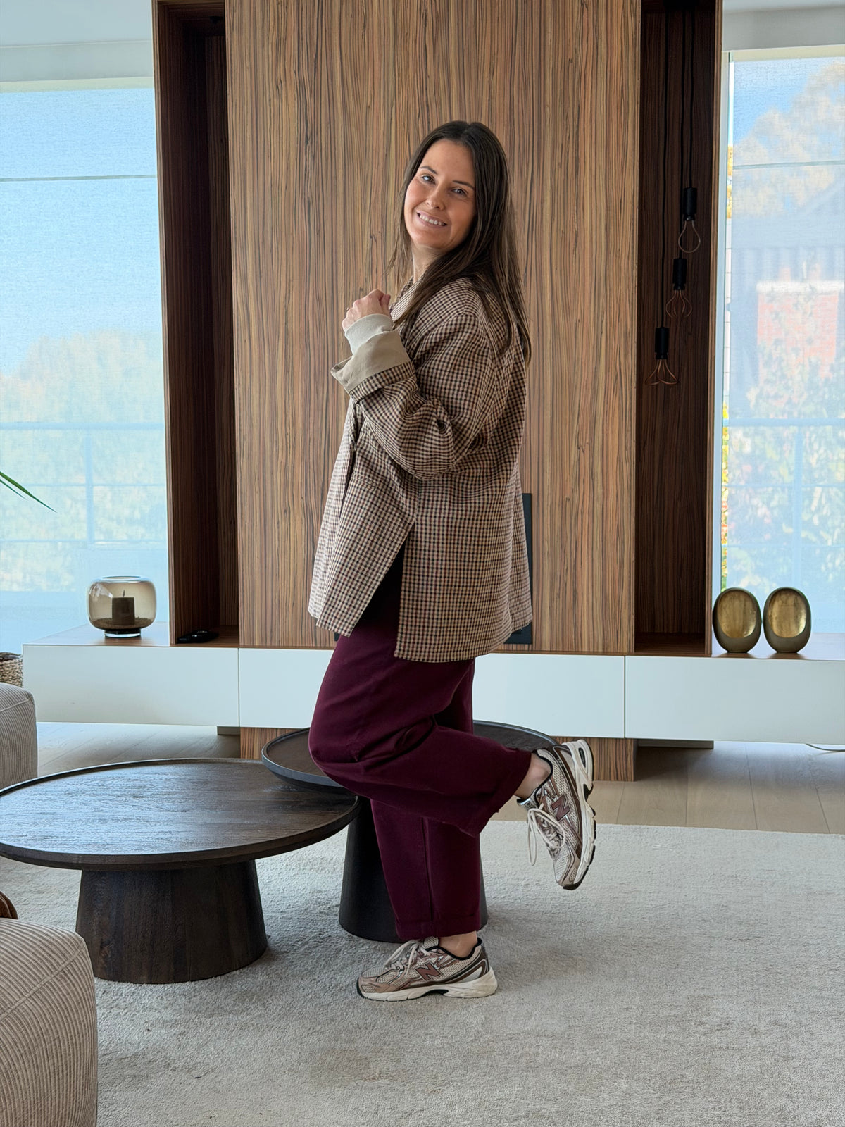 Jasmin blazer checked burgundy/beige