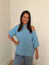 Blauwe knit met korte mouwen - My Dressing