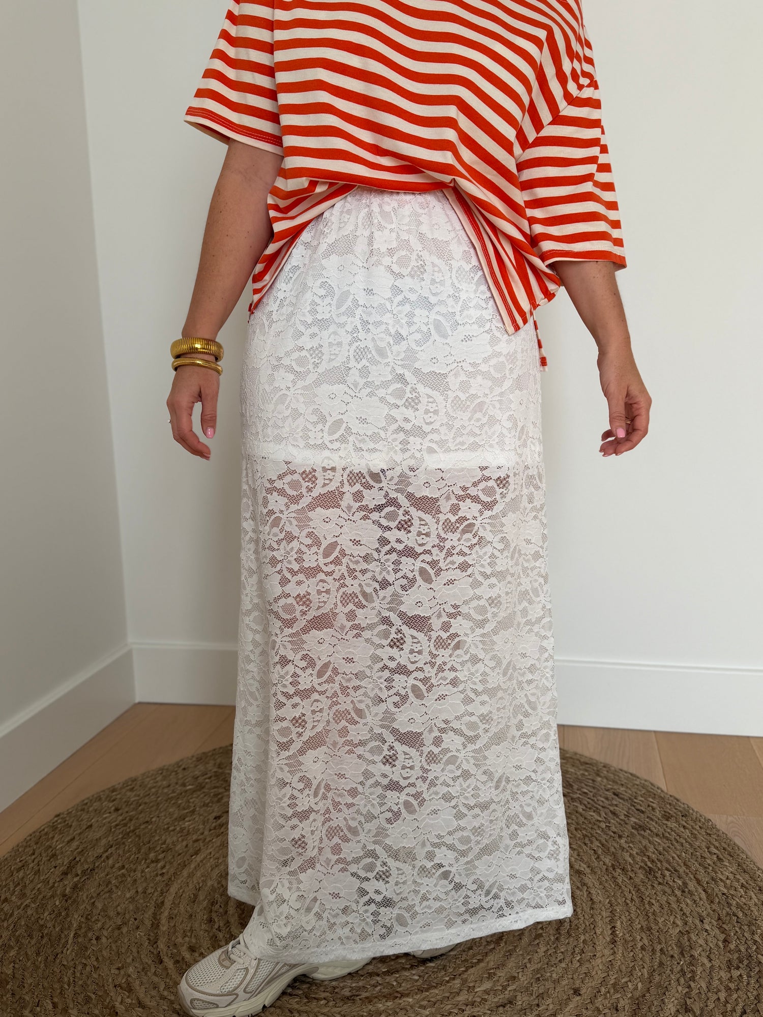 Witte lace maxi rok - My Dressing