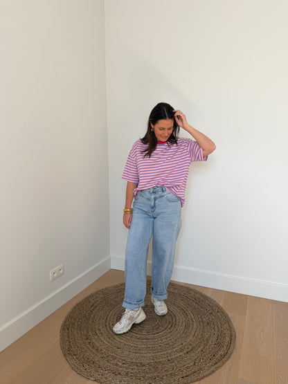 gestreept t-shirt in pastel lila - My Dressing