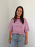 Lila gestreepte t-shirt met korte mouwen - My Dressing