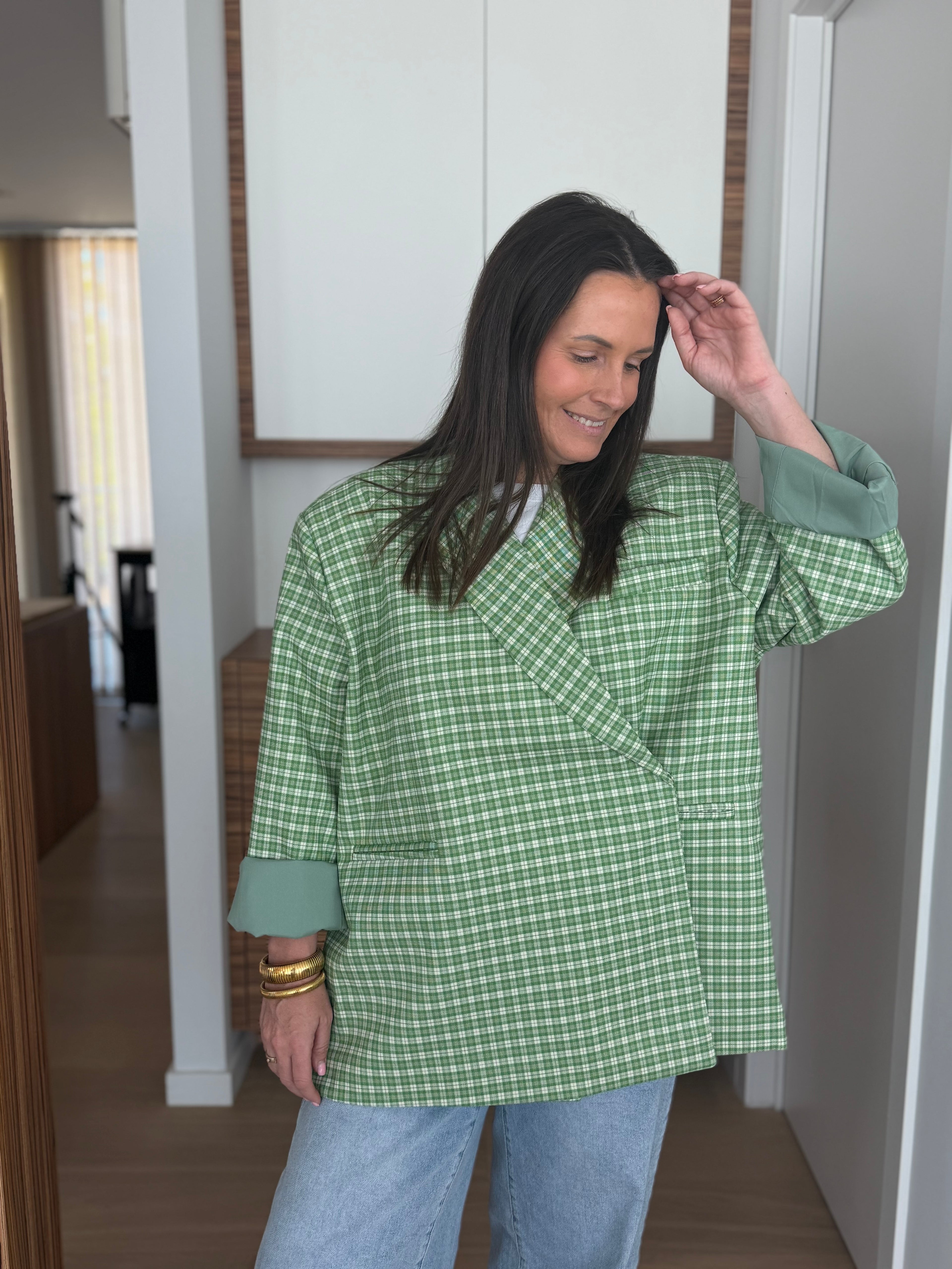 Oversized blazer met groene ruitjes - My Dressing