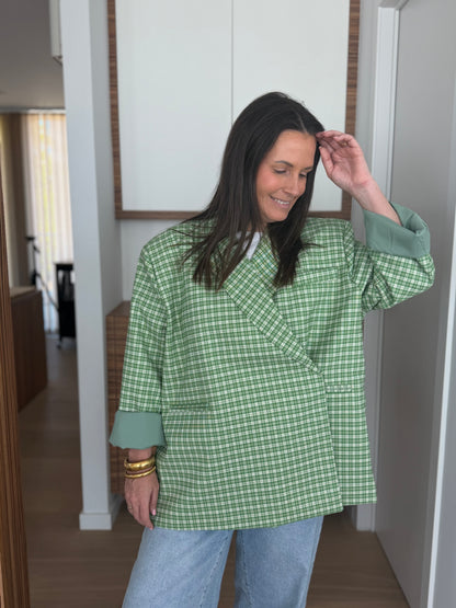 Oversized blazer met groene ruitjes - My Dressing