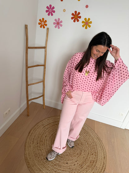 Roze polka dot blouse - My Dressing