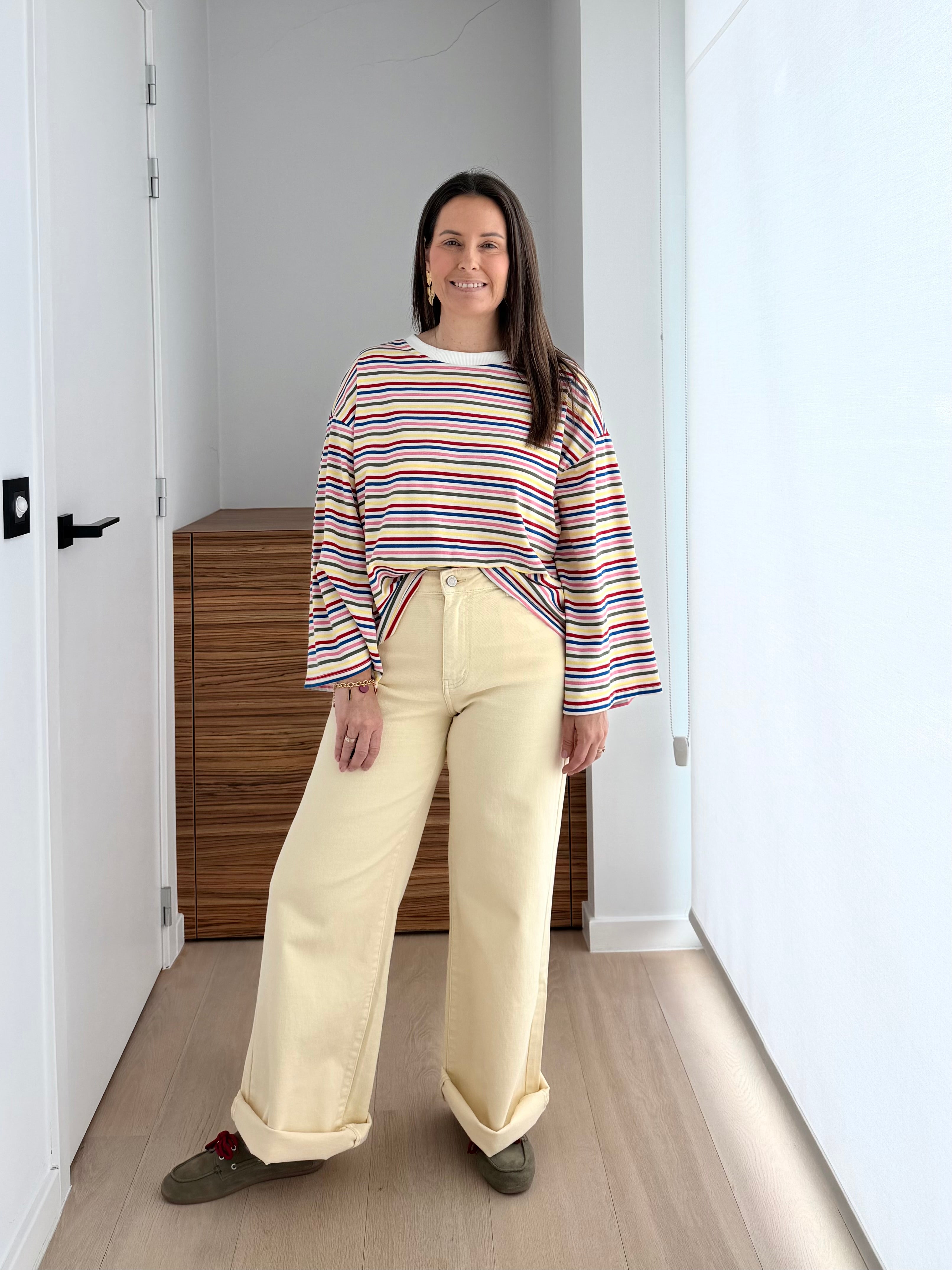 Comfortabele gestreepte top met lange mouwen en oversized fit