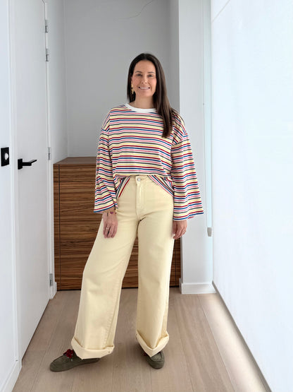 Comfortabele gestreepte top met lange mouwen en oversized fit