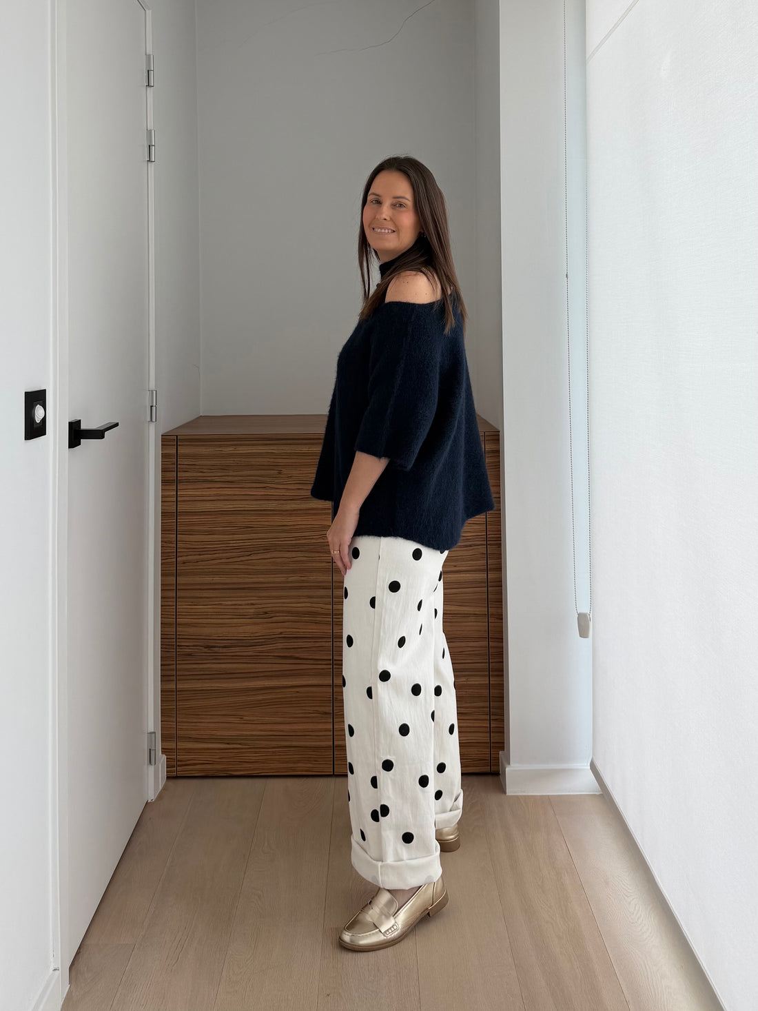 Zachte off shoulder trui in marinekleur - My Dressing