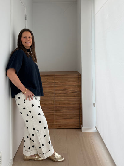 Casual statement jeans met stippenprint, makkelijk te combineren