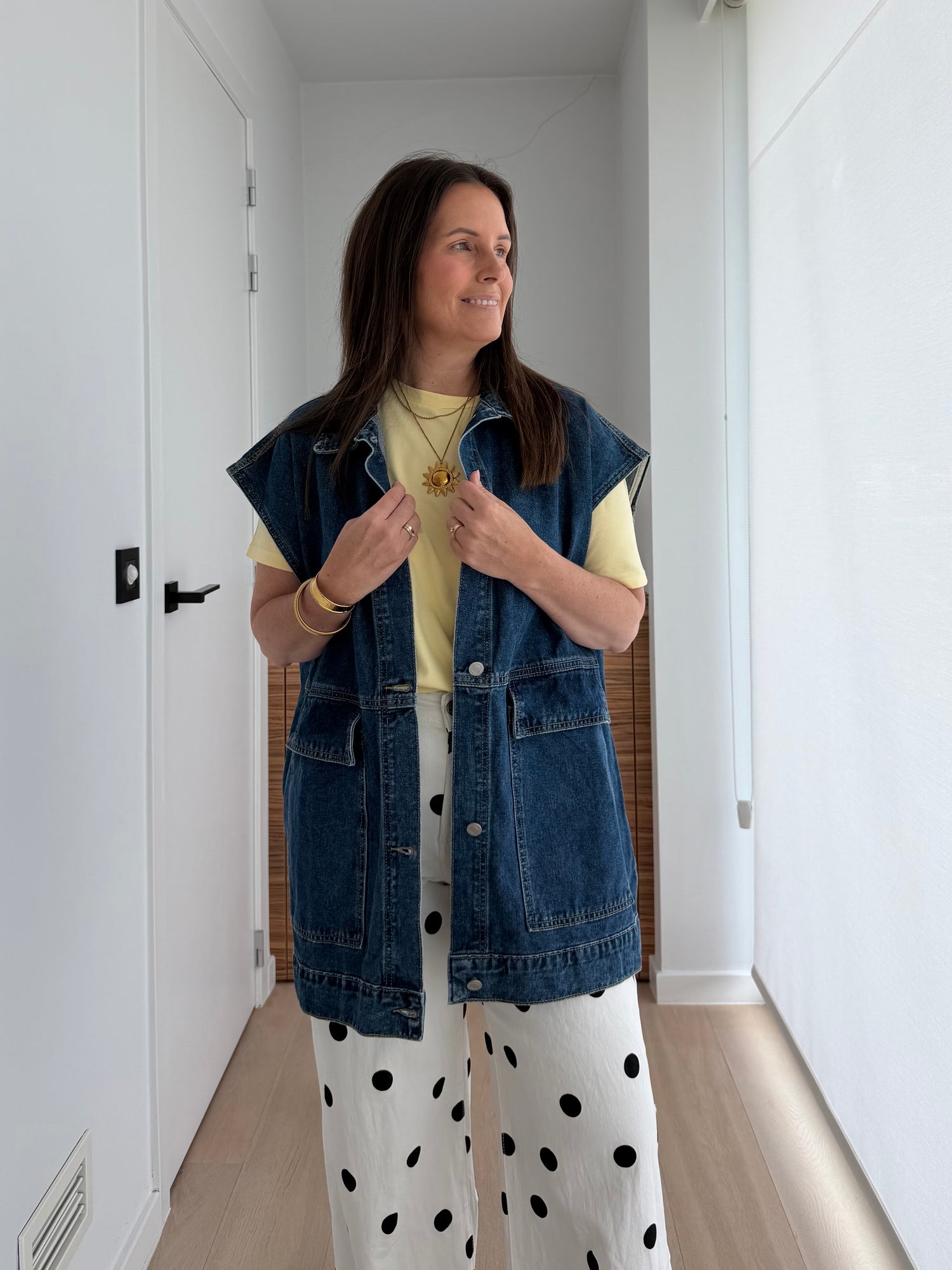 Oversized denim gilet met korte mouwen - My Dressing
