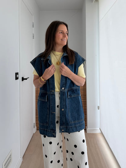 Oversized denim gilet met korte mouwen - My Dressing