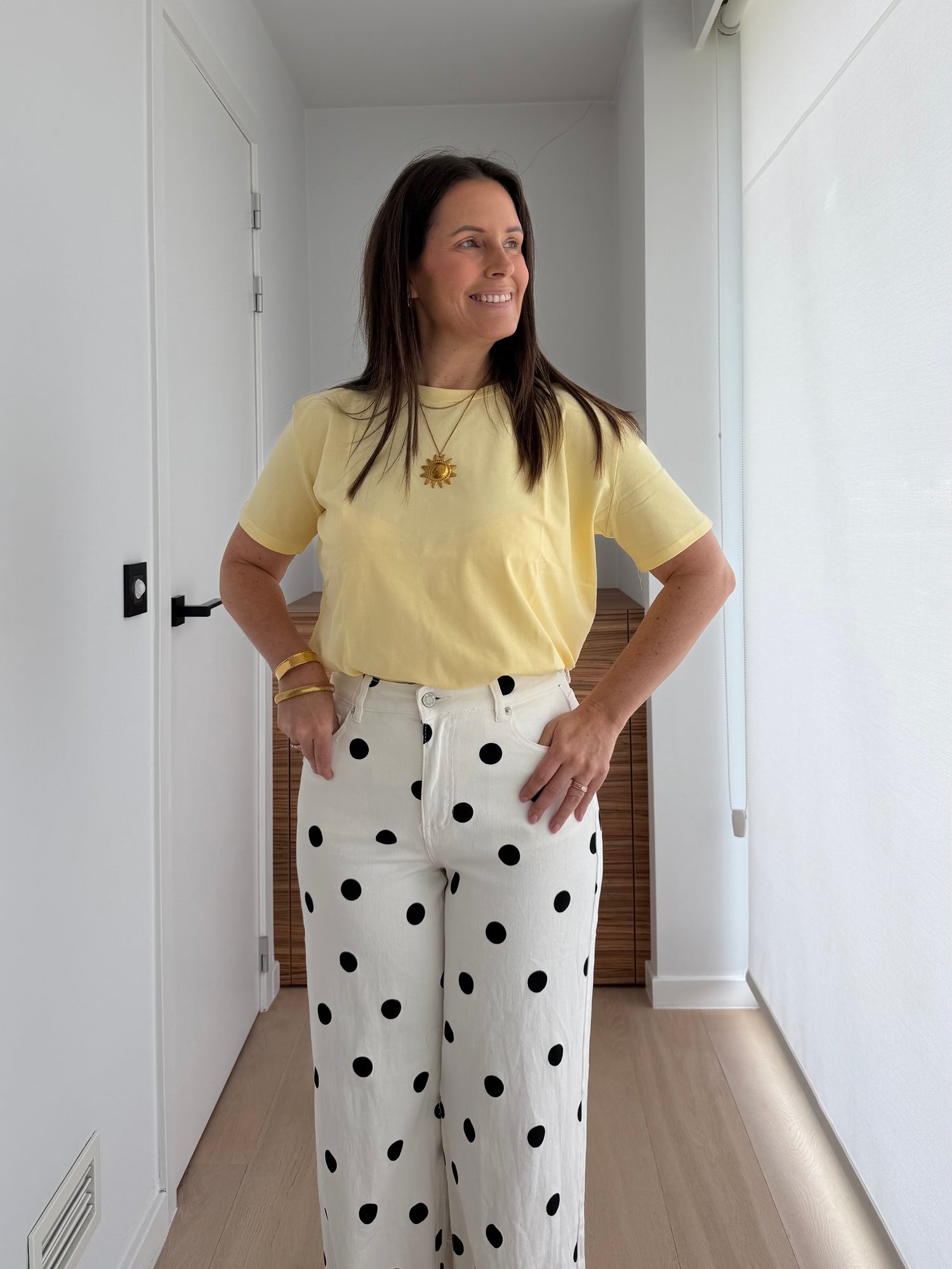 Basic gele t-shirt met korte mouwen - My Dressing 