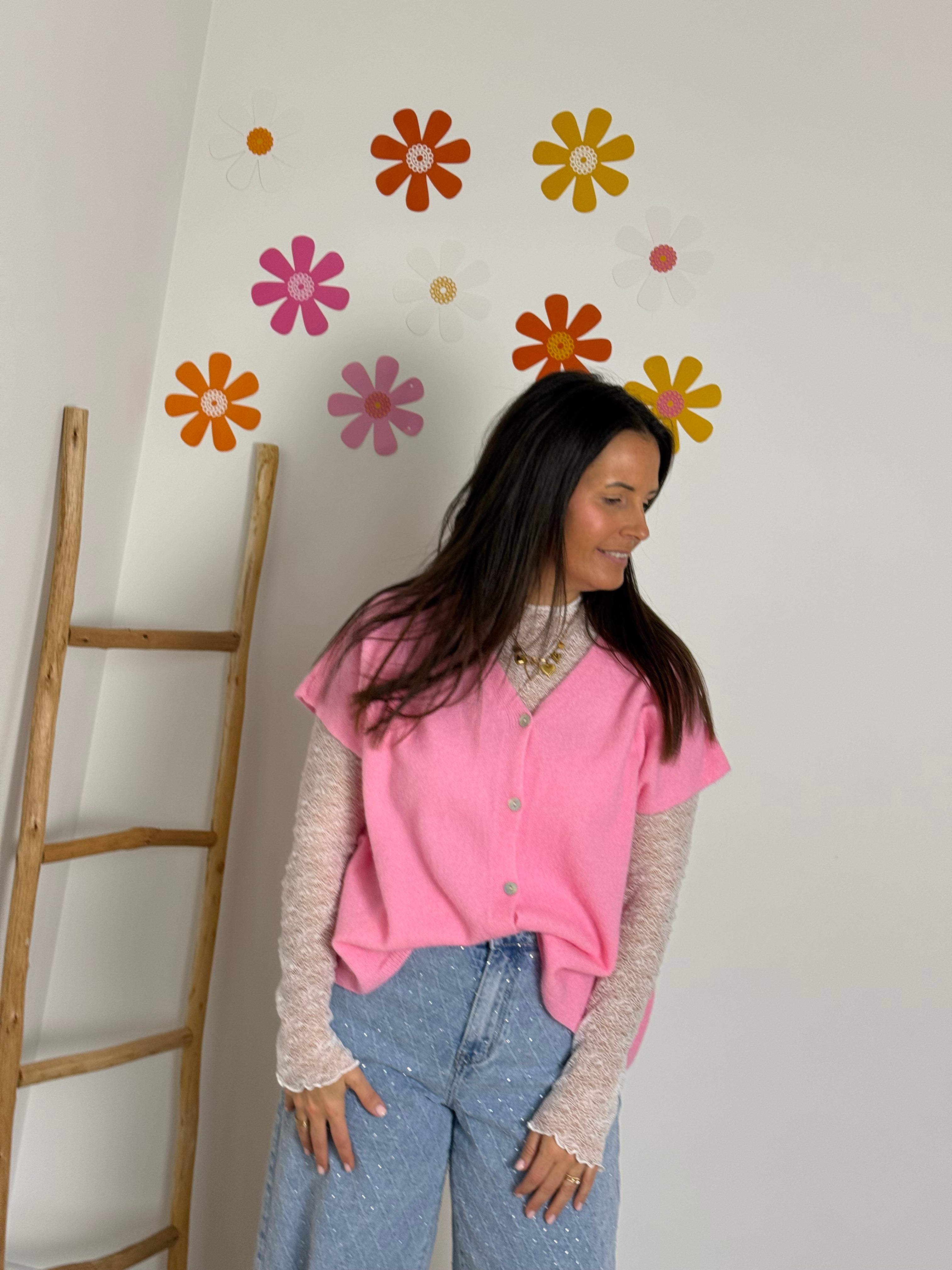 Oversized gilet roze