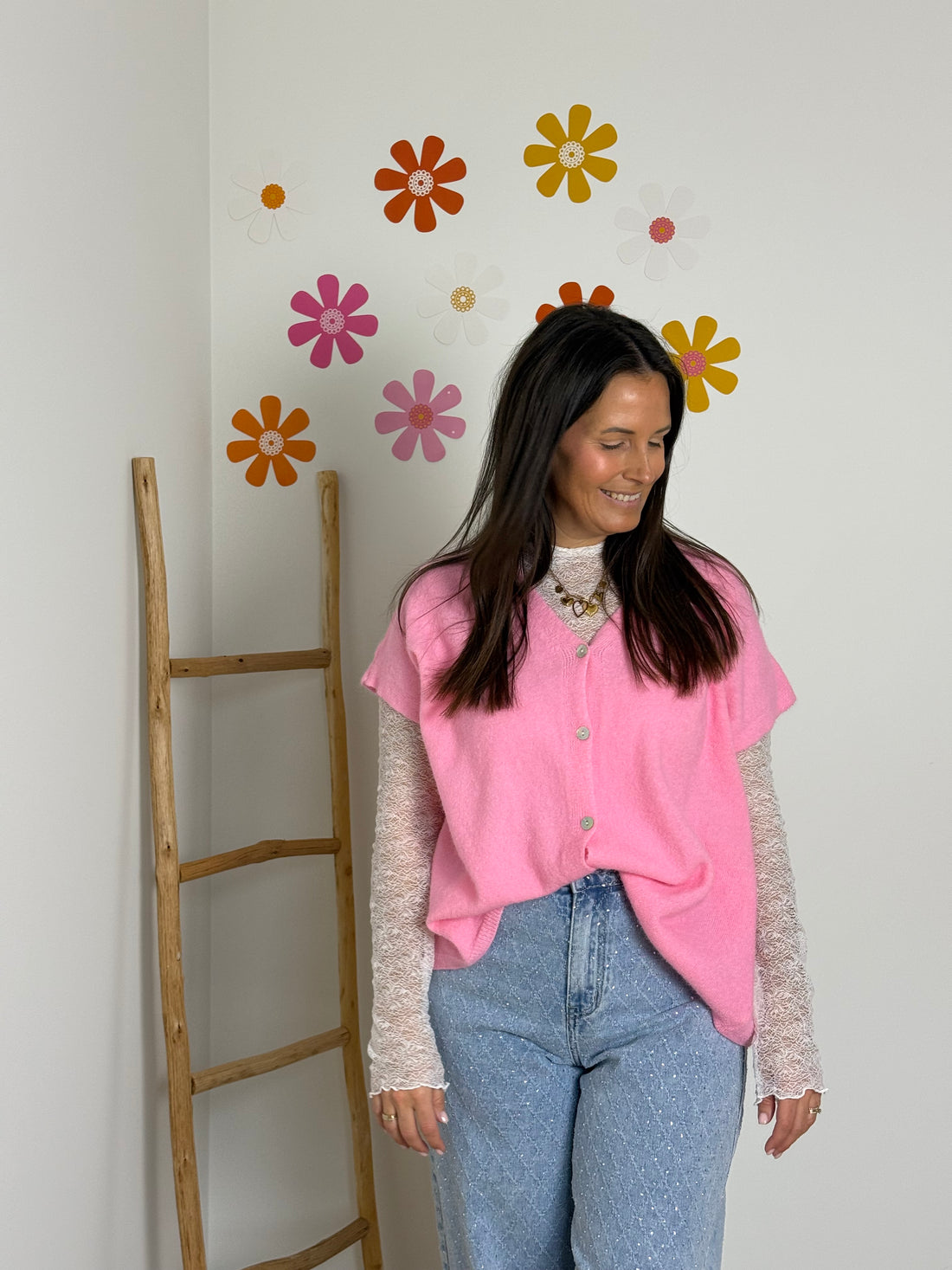 Oversized gilet roze