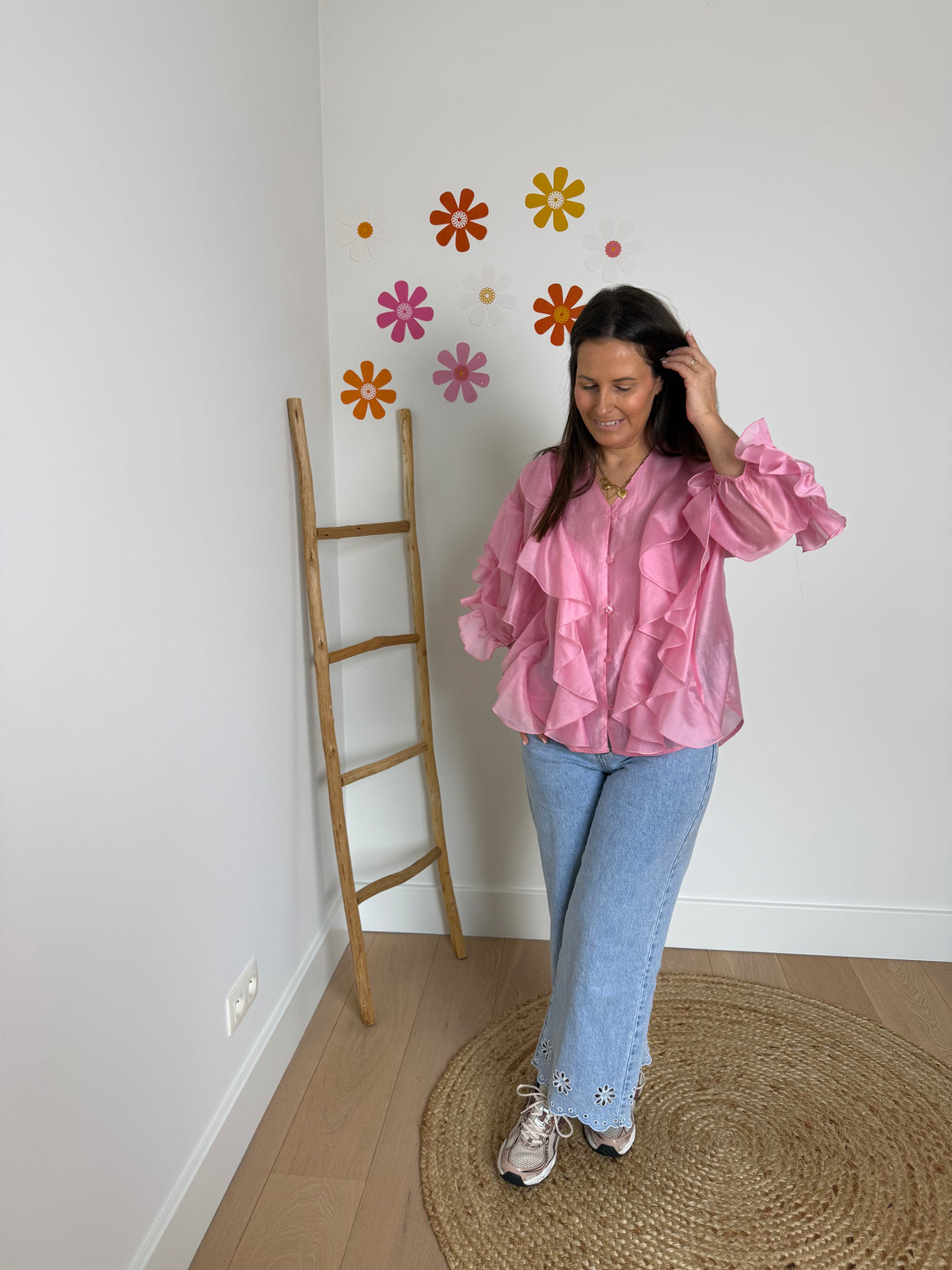 Roze blouse met ruches - My Dressing