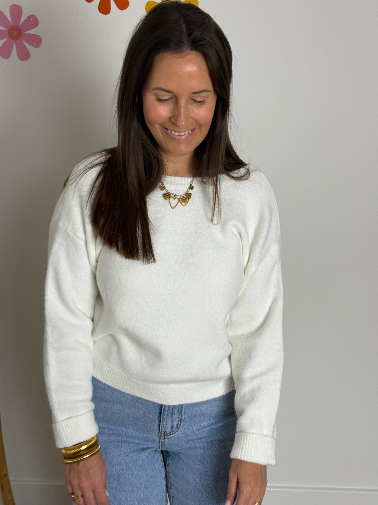 Witte trui met V-hals achteraan - My Dressing