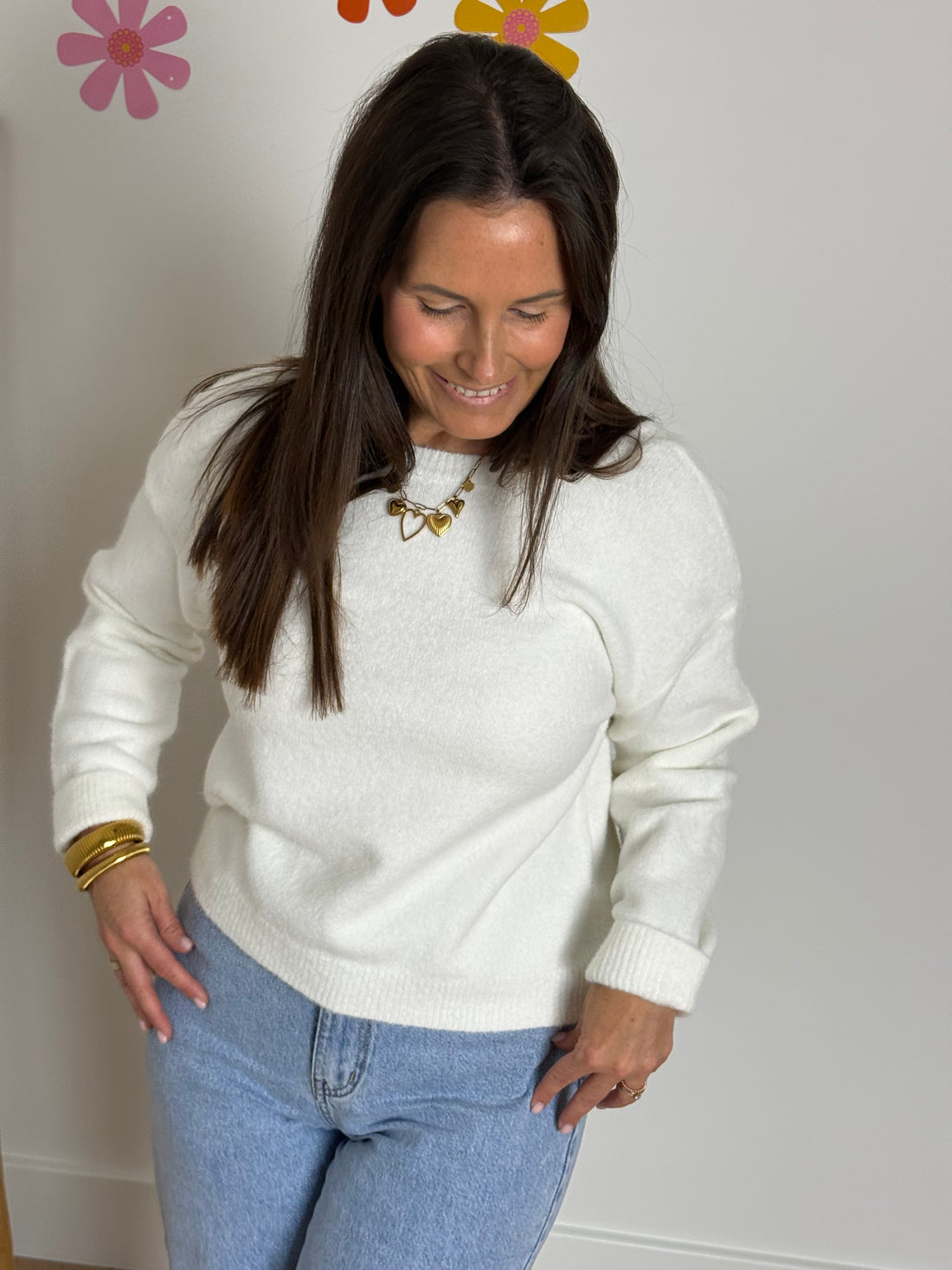 Witte trui met V-hals achteraan - My Dressing