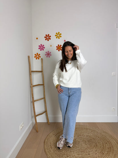 Witte trui met V-hals achteraan - My Dressing