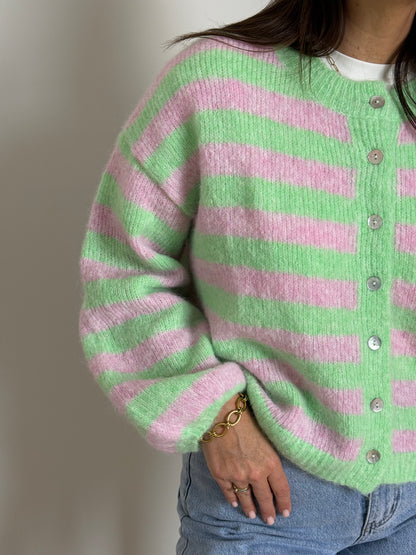Gestreepte cardigan Roos/groen - My Dressing