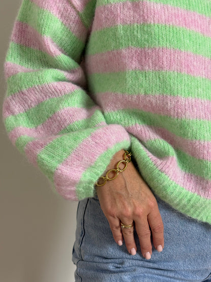 Gestreepte cardigan Roos/groen - My Dressing
