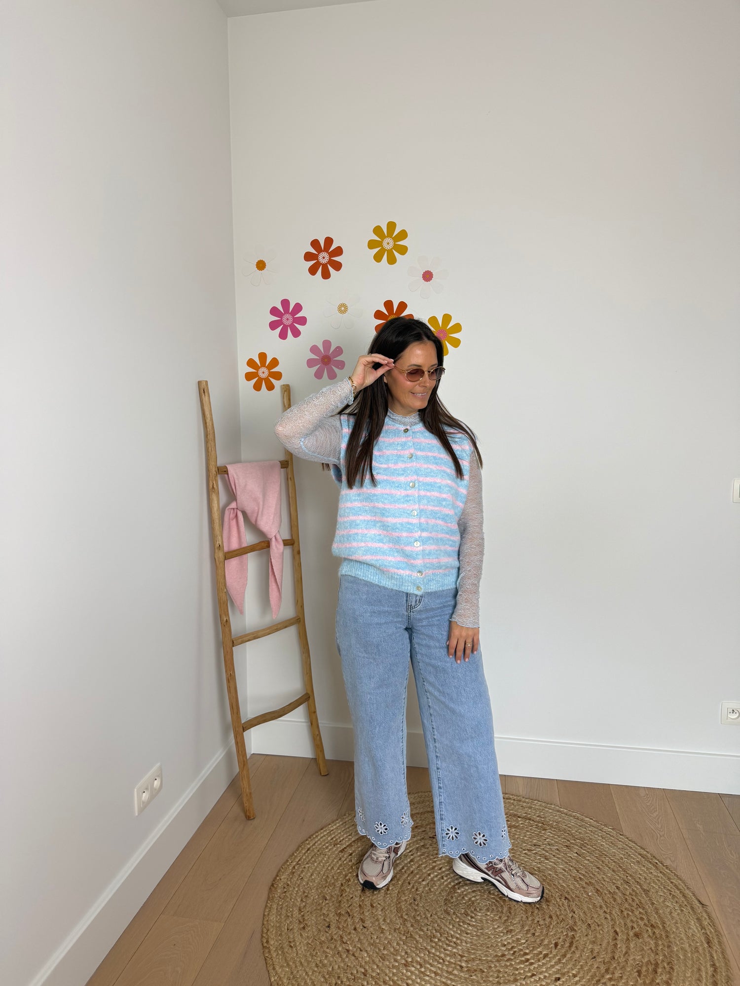 Blauw/roze gestreepte gilet en longsleeve - My Dressing