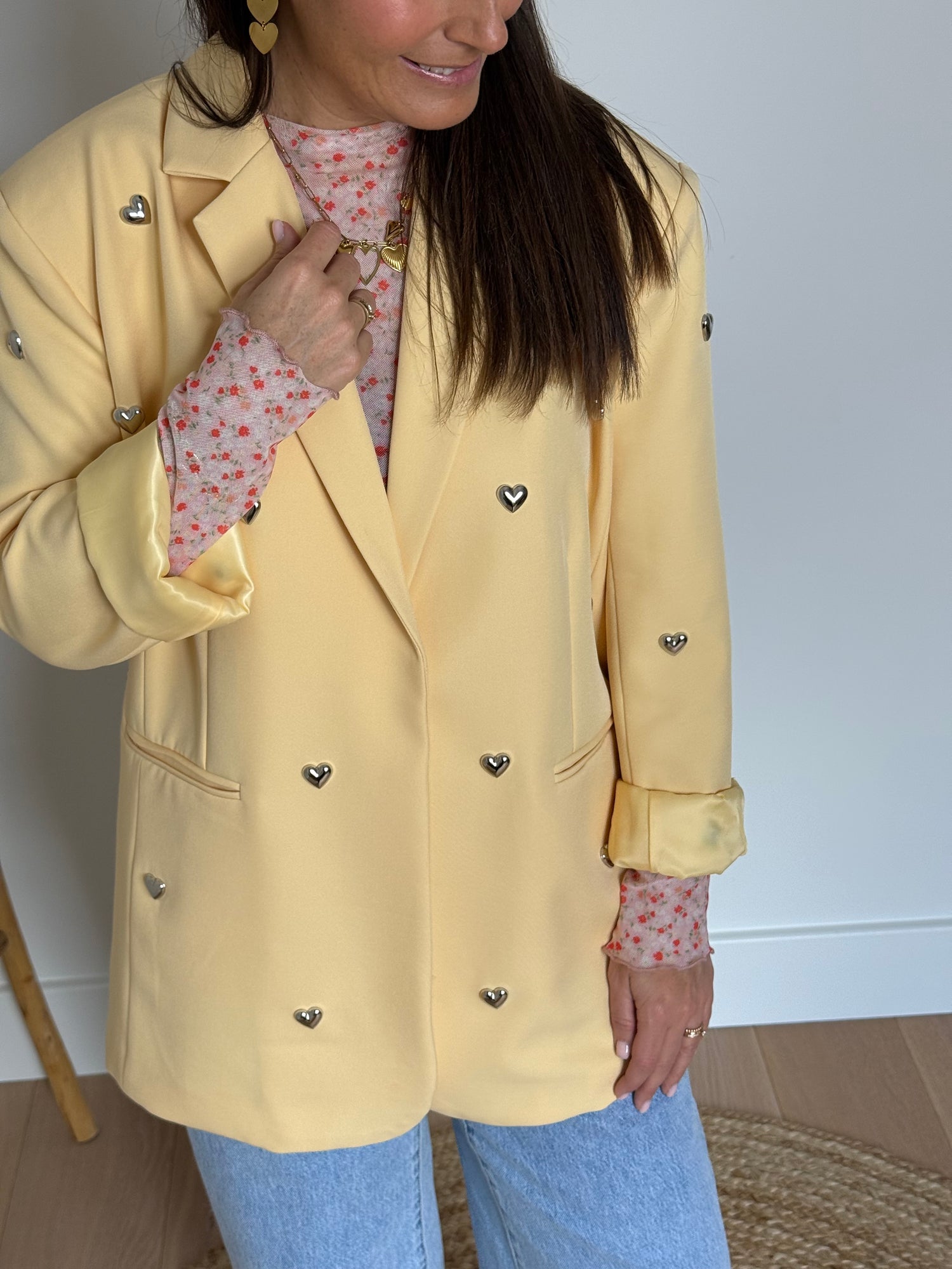 Heart studs blazer butter yellow - My Dressing