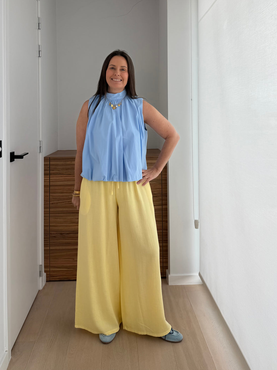 Lange gele broek met rekker - My Dressing