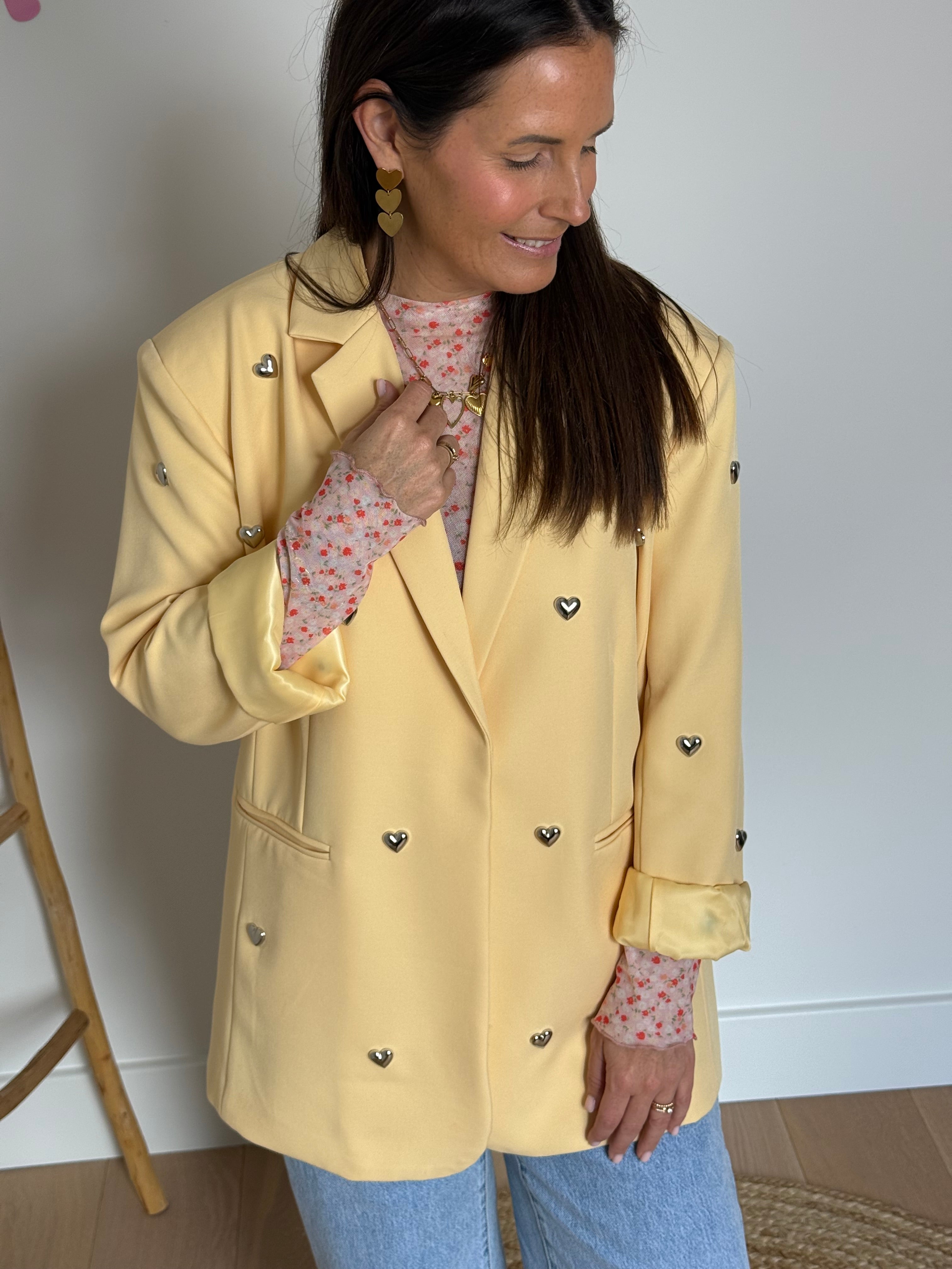 Heart studs blazer butter yellow - My Dressing