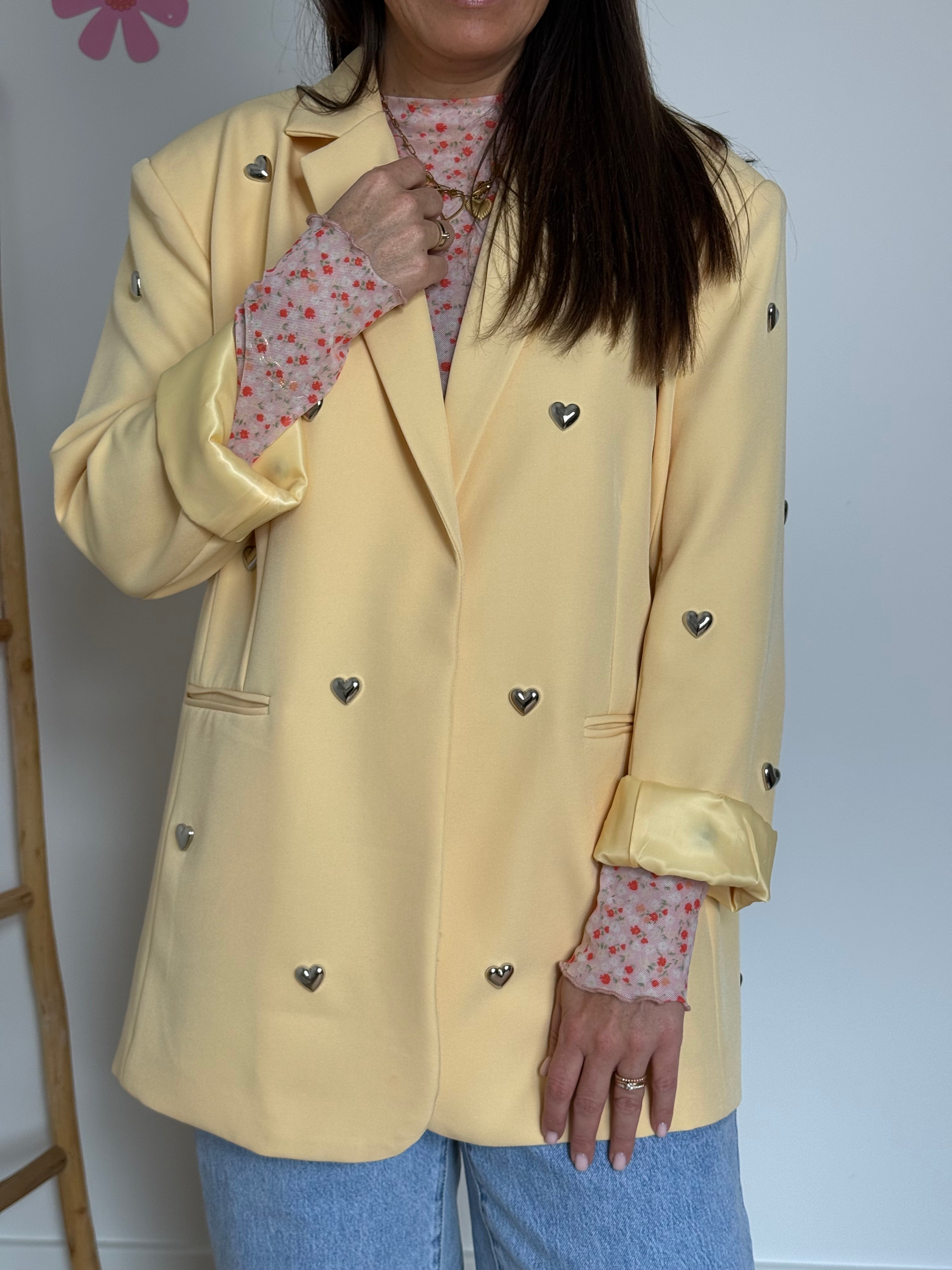 Heart studs blazer butter yellow - My Dressing