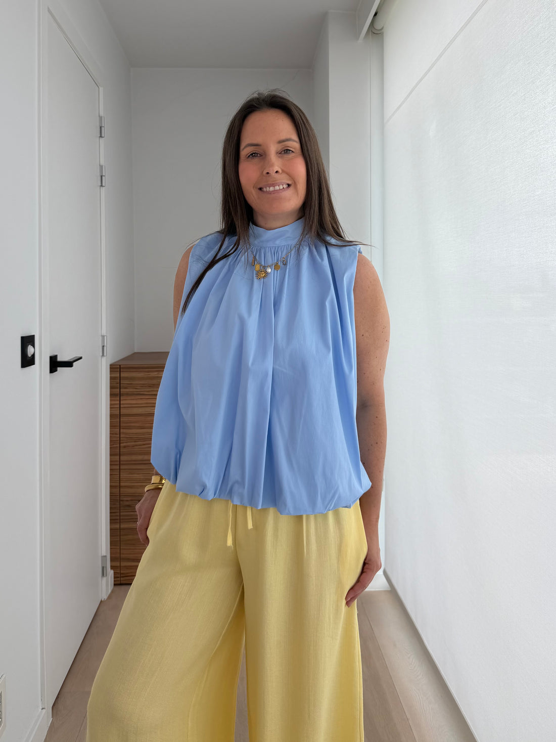 Dotty backless blouse blauw