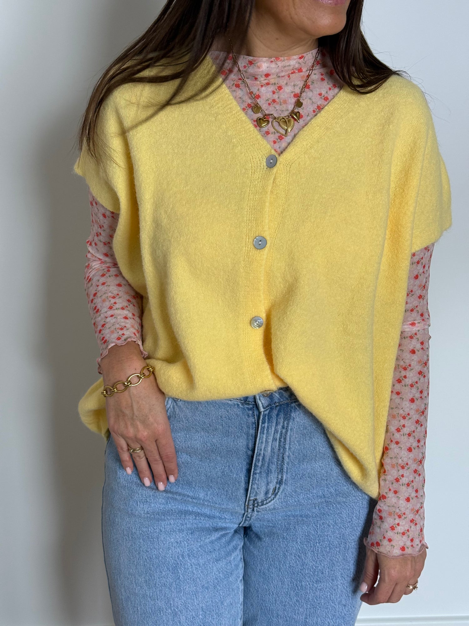 Oversized gilet geel - My Dressing