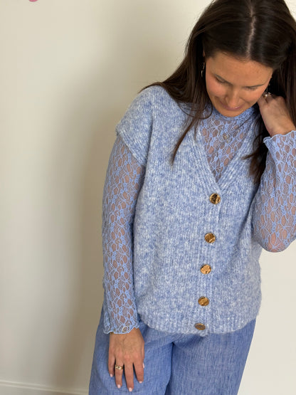 Longsleeve + gilet blauw - My Dressing